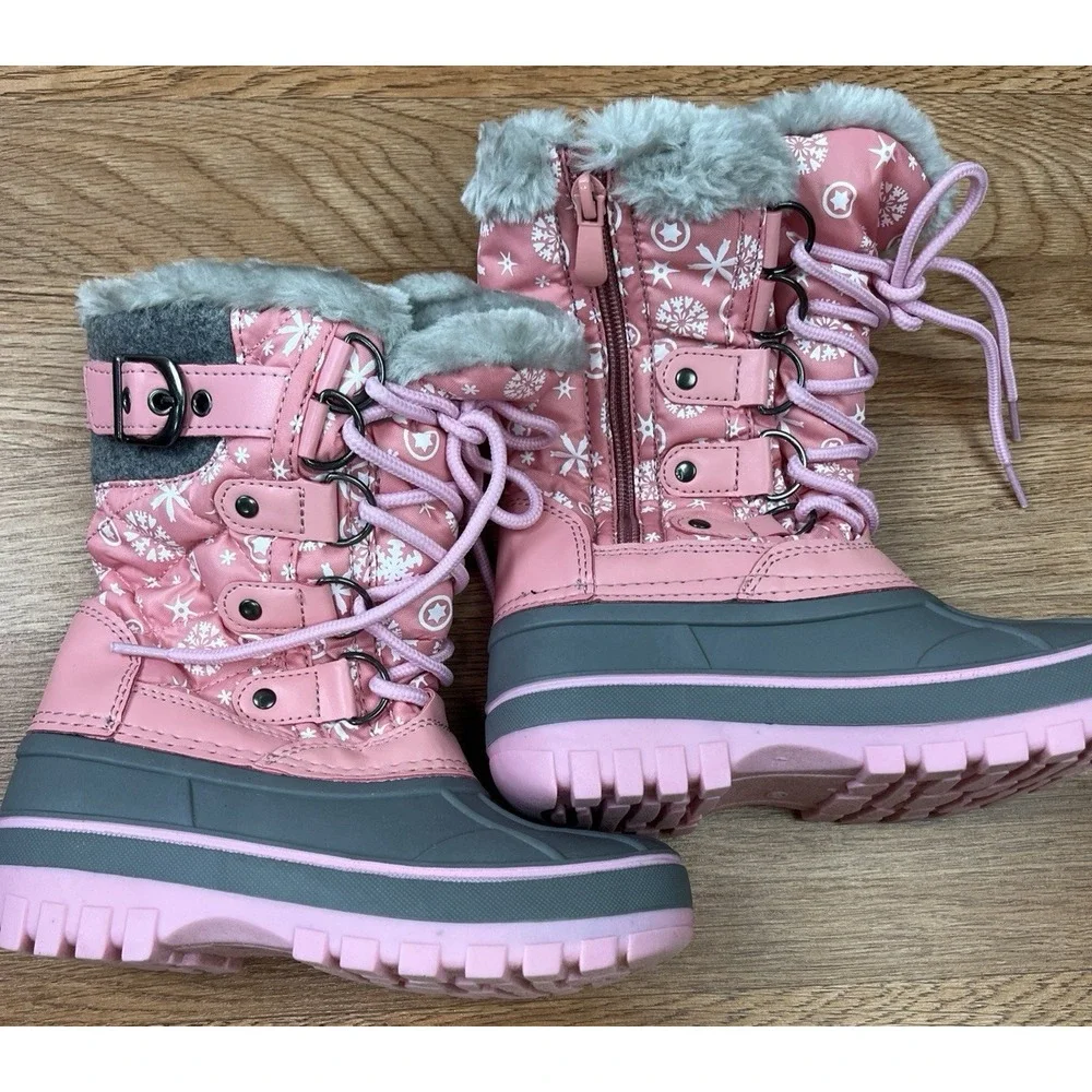 Dream Pairs Kriver Youth Girls Snow Boots Pink Toddler Size 11 Insulated NEW